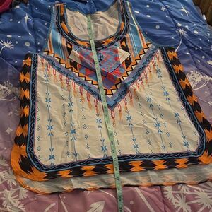 Women's Aztec Geometric Tribal Sleeveless Scoop Neck Tank Top Lightweight